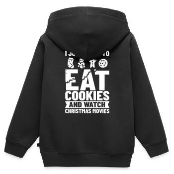 Biscuits de Noël Biscuits Cuisson Biscuits de Noël - Sweat Premium à capuche zippé enfant bio - noir - Dos - AI Model Kid Male (0cm)