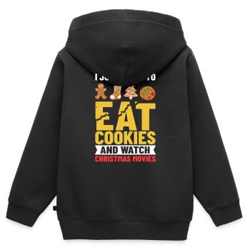 Biscuits de Noël Biscuits Cuisson Biscuits de Noël - Sweat Premium à capuche zippé enfant bio - noir - Dos - AI Model Kid Male (0cm)