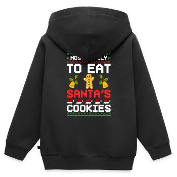 Biscuits de Noël Biscuits Cuisson Biscuits de Noël - Sweat Premium à capuche zippé enfant bio - noir - Dos - AI Model Kid Male (0cm)