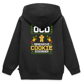 Biscuits de Noël Biscuits Cuisson Biscuits de Noël - Sweat Premium à capuche zippé enfant bio - noir - Dos - AI Model Kid Male (0cm)