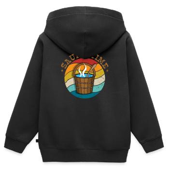 Sauna - Kinder Premium Organic Zip Hoodie - Schwarz - Hinten - AI Model Kid Male (0cm)
