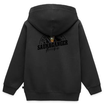 Sauna - Kinder Premium Organic Zip Hoodie - Schwarz - Hinten - AI Model Kid Male (0cm)
