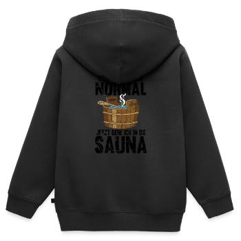 Sauna - Kinder Premium Organic Zip Hoodie - Schwarz - Hinten - AI Model Kid Male (0cm)
