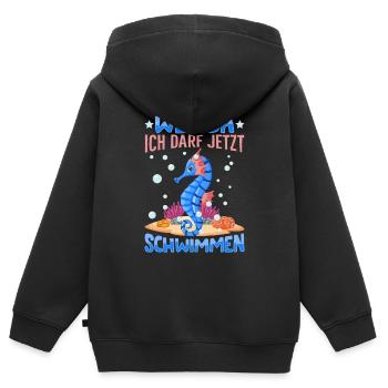 Seepferdchen bestanden - Kinder Premium Organic Zip Hoodie - Schwarz - Hinten - AI Model Kid Male (0cm)