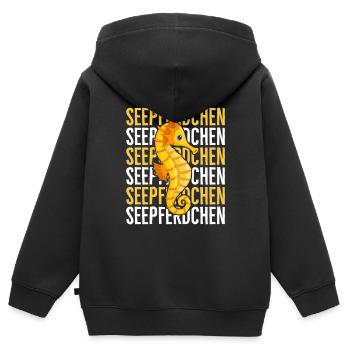 Seepferdchen bestanden - Kinder Premium Organic Zip Hoodie - Schwarz - Hinten - AI Model Kid Male (0cm)