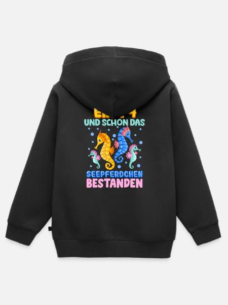 Seepferdchen bestanden - Kinder Premium Organic Zip Hoodie - Schwarz