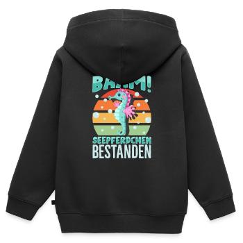 Seepferdchen bestanden - Kinder Premium Organic Zip Hoodie - Schwarz - Hinten - AI Model Kid Male (0cm)
