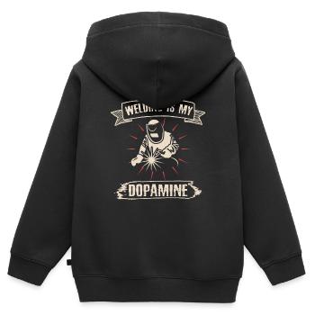 La soudure est mon drôle de forgeron dopaminergique - Sweat Premium à capuche zippé enfant bio - noir - Dos - AI Model Kid Male (0cm)