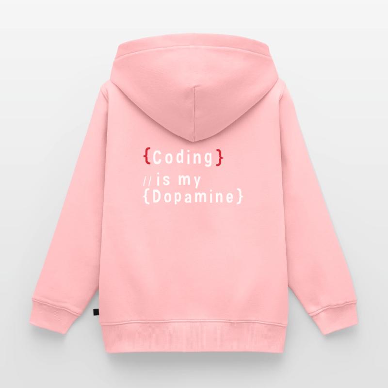 Funny Coding Is My Dopamine Coder Kids Premium Organic Zip-up Hoodie