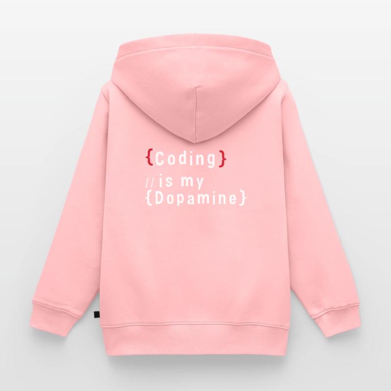 Funny Coding Is My Dopamine Coder Kids Premium Organic Zip-up Hoodie