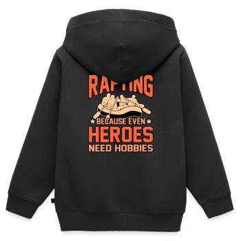 Héros du rafting - Sweat Premium à capuche zippé enfant bio - noir - Dos - AI Model Kid Male (0cm)