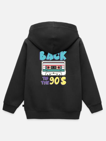 Retour aux années 90 - Sweat Premium à capuche zippé enfant bio - noir