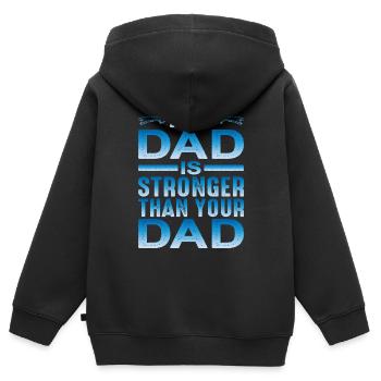 Mon père est plus fort que ton père - Sweat Premium à capuche zippé enfant bio - noir - Dos - AI Model Kid Male (0cm)