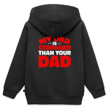 Mon père est plus fort que ton père 2 - Sweat Premium à capuche zippé enfant bio - noir - Dos - AI Model Kid Male (0cm)