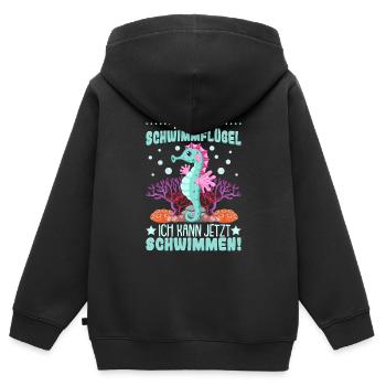 Seepferdchen bestanden - Kinder Premium Organic Zip Hoodie - Schwarz - Hinten - AI Model Kid Male (0cm)