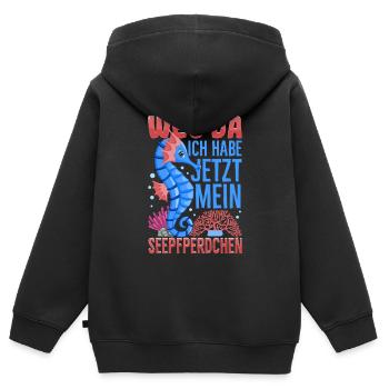 Seepferdchen bestanden - Kinder Premium Organic Zip Hoodie - Schwarz - Hinten - AI Model Kid Male (0cm)