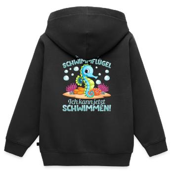 Seepferdchen bestanden - Kinder Premium Organic Zip Hoodie - Schwarz - Hinten - AI Model Kid Male (0cm)