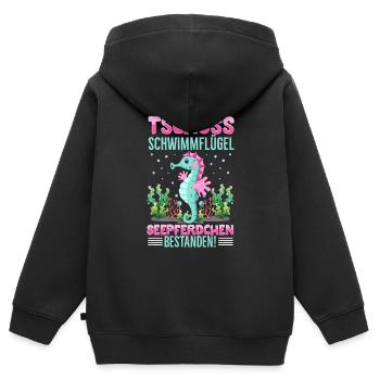 Seepferdchen bestanden - Kinder Premium Organic Zip Hoodie - Schwarz - Hinten - AI Model Kid Male (0cm)