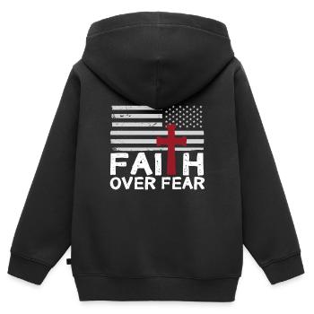 Glaube Über Angst Amerikanischer Stolz Religiöse - Kinder Premium Organic Zip Hoodie - Schwarz - Hinten - AI Model Kid Male (0cm)