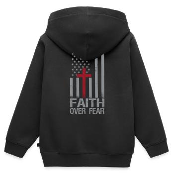 Glaube Über Angst Amerikanischer Stolz Religiöse - Kinder Premium Organic Zip Hoodie - Schwarz - Hinten - AI Model Kid Male (0cm)