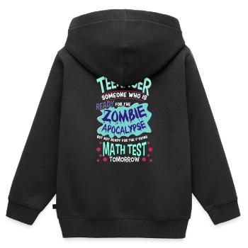 Funny Teen School Zombie Apocalypse - Kids Premium Organic Zip-up Hoodie - black - Back - AI Model Kid Male (0cm)