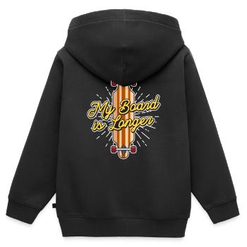 Ma planche est un longboarder - Sweat Premium à capuche zippé enfant bio - noir - Dos - AI Model Kid Male (0cm)