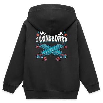 You Go I Longboard Drôle de Longboard - Sweat Premium à capuche zippé enfant bio - noir - Dos - AI Model Kid Male (0cm)