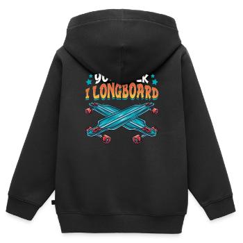 You Go I Longboard Drôle de Longboard - Sweat Premium à capuche zippé enfant bio - noir - Dos - AI Model Kid Male (0cm)