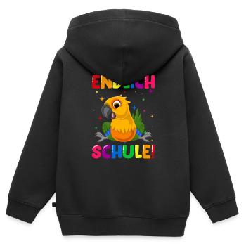 Endlich Schule Papagei 1. Klasse - Kinder Premium Organic Zip Hoodie - Schwarz - Hinten - AI Model Kid Male (0cm)