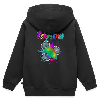 Fehmarn Beat - Kinder Premium Organic Zip Hoodie - Schwarz - Hinten - AI Model Kid Male (0cm)