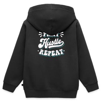 Priez Hustle Christ Jésus Entrepreneur - Sweat Premium à capuche zippé enfant bio - noir - Dos - AI Model Kid Male (0cm)