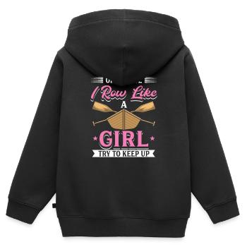 Je rame comme une rameuse - Sweat Premium à capuche zippé enfant bio - noir - Dos - AI Model Kid Male (0cm)