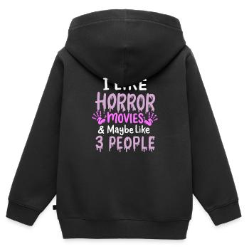 Ich Mag Horrorfilme - Kinder Premium Organic Zip Hoodie - Schwarz - Hinten - AI Model Kid Male (0cm)