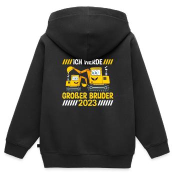 Ich werde ein Großer Bruder 2023 - Kinder Premium Organic Zip Hoodie - Schwarz - Hinten - AI Model Kid Male (0cm)