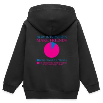 How Introverts Make Friends 2 - Kinder Premium Organic Zip Hoodie - Schwarz - Hinten - AI Model Kid Male (0cm)