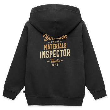 Materials Inspector Job Occupation Birthday Worker - Kids Premium Organic Zip-up Hoodie - black - Back - AI Model Kid Male (0cm)