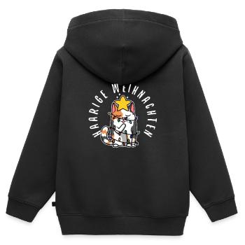 Haarige weihnachten - Kinder Premium Organic Zip Hoodie - Schwarz - Hinten - AI Model Kid Male (0cm)