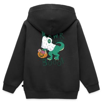 Rawr I Mean Booo! Pumkin Halloween Dinosaur - Kinder Premium Organic Zip Hoodie - Schwarz - Hinten - AI Model Kid Male (0cm)
