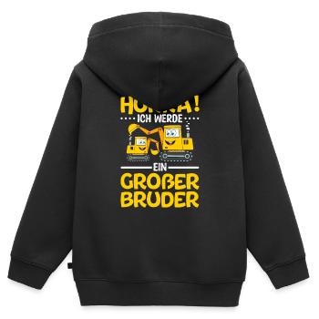 Ich werde ein Großer Bruder 2023 - Kinder Premium Organic Zip Hoodie - Schwarz - Hinten - AI Model Kid Male (0cm)