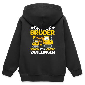 Ich werde ein Großer Bruder 2023 - Kinder Premium Organic Zip Hoodie - Schwarz - Hinten - AI Model Kid Male (0cm)