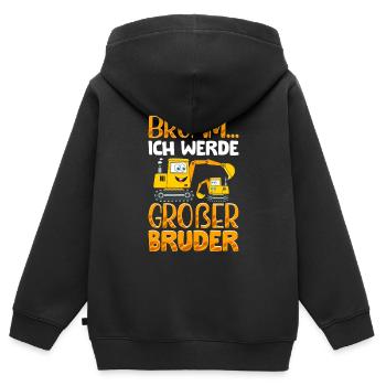 Ich werde ein Großer Bruder 2023 - Kinder Premium Organic Zip Hoodie - Schwarz - Hinten - AI Model Kid Male (0cm)