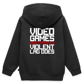 Les jeux vidéo ne nous rendent pas violents, le décalage fait 3 - Sweat Premium à capuche zippé enfant bio - noir - Dos - AI Model Kid Male (0cm)