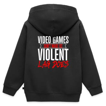 Les jeux vidéo ne nous rendent pas violents, le décalage fait 2 - Sweat Premium à capuche zippé enfant bio - noir - Dos - AI Model Kid Male (0cm)
