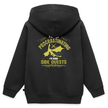 Nicht Asozial, Ich Rollte Mit Niedrigem Charisma - Kinder Premium Organic Zip Hoodie - Schwarz - Hinten - AI Model Kid Male (0cm)