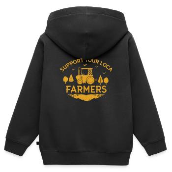 Unterstützung Lokaler Landwirte Farming Tractor - Kinder Premium Organic Zip Hoodie - Schwarz - Hinten - AI Model Kid Male (0cm)