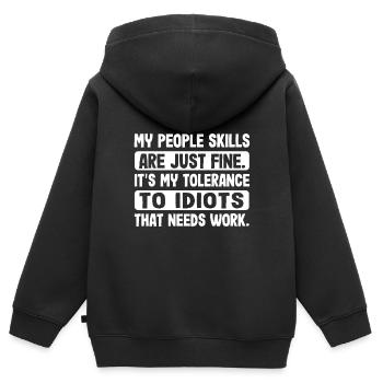 Meine Fähigkeiten Meiner Leute Sind In Ordnung, - Kinder Premium Organic Zip Hoodie - Schwarz - Hinten - AI Model Kid Male (0cm)