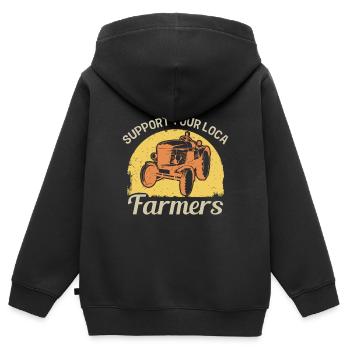 Soutenir les agriculteurs locaux qui - Sweat Premium à capuche zippé enfant bio - noir - Dos - AI Model Kid Male (0cm)