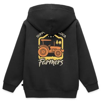 Soutenir les agriculteurs locaux qui - Sweat Premium à capuche zippé enfant bio - noir - Dos - AI Model Kid Male (0cm)