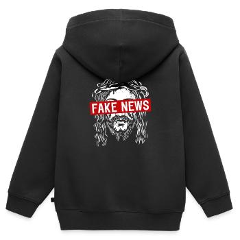 Jesus Fake News - Kinder Premium Organic Zip Hoodie - Schwarz - Hinten - AI Model Kid Male (0cm)