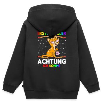 Erstklässler Achtung ich komme - Kinder Premium Organic Zip Hoodie - Schwarz - Hinten - AI Model Kid Male (0cm)